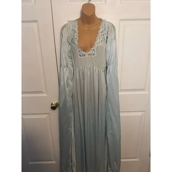 Vintage Shadowline Peignoir Set Nightgown and Robe 2 PC L